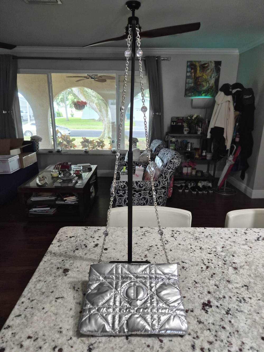 DIOR VIP GWP Metallic Silver Quilted Shoulder Crossbody Bag
